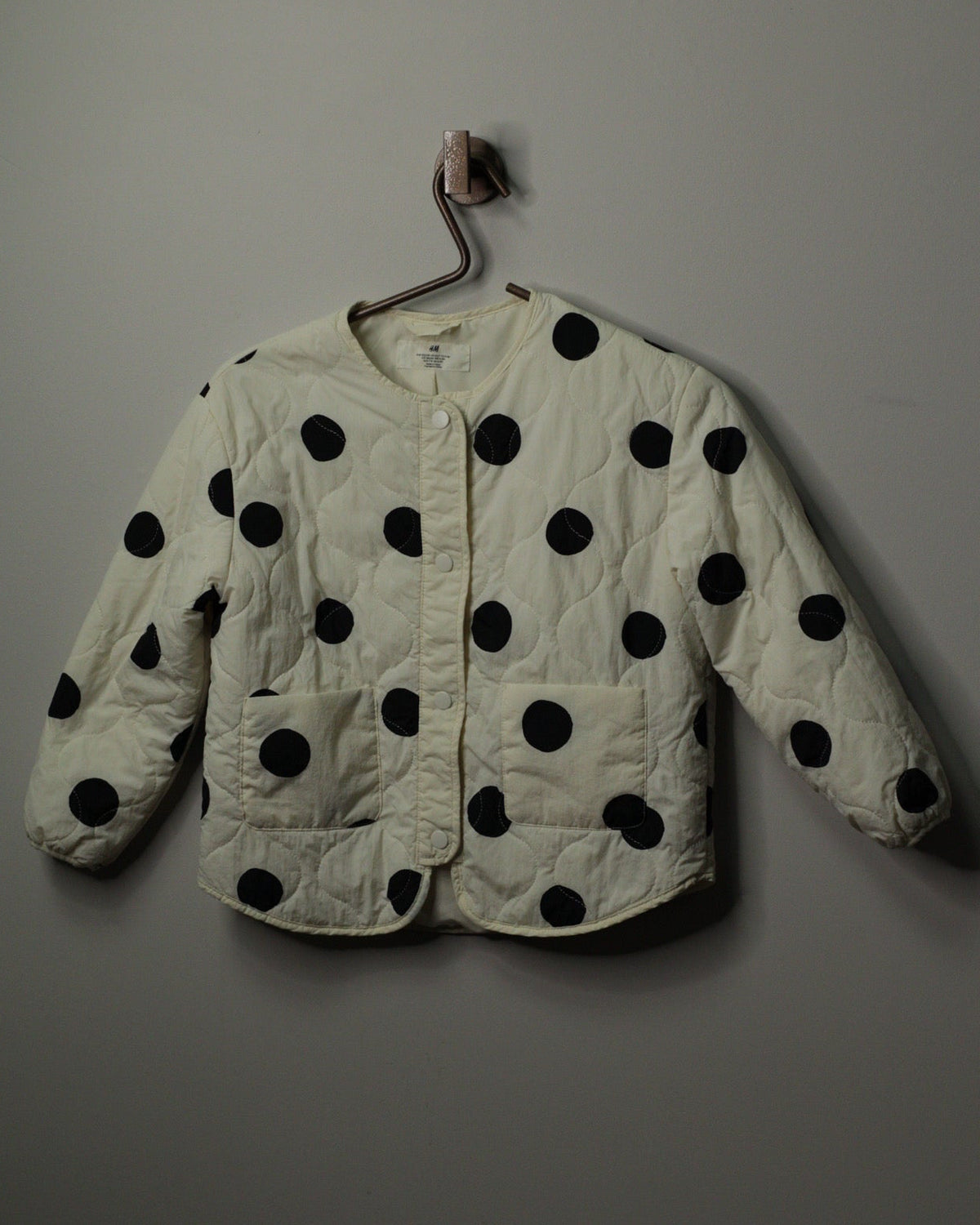 H&M Kids Black & White Polka Dot Quilted Jacket | 6–8Y