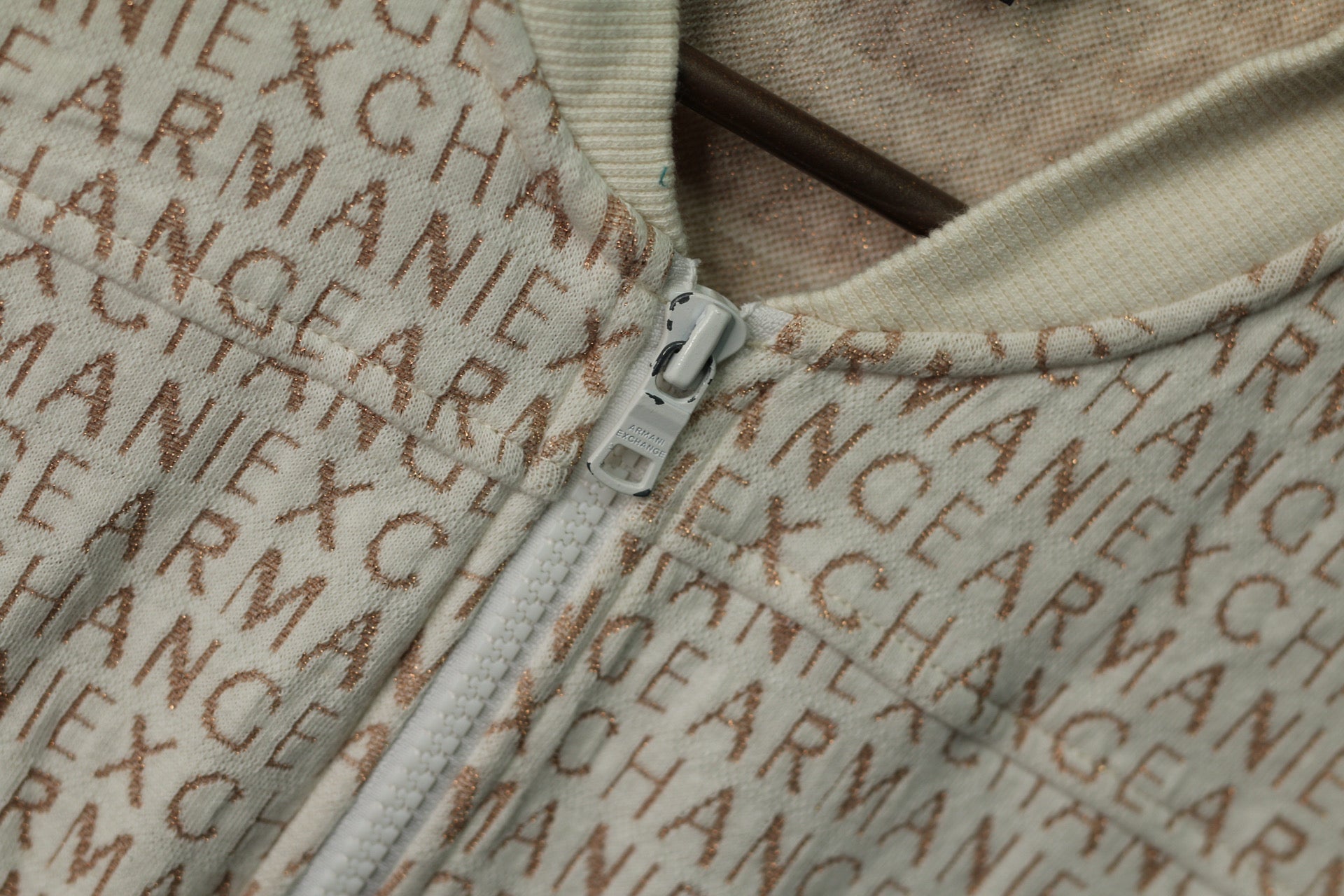 Armani Exchange Metallic Logo Zip-Up Sweater | M