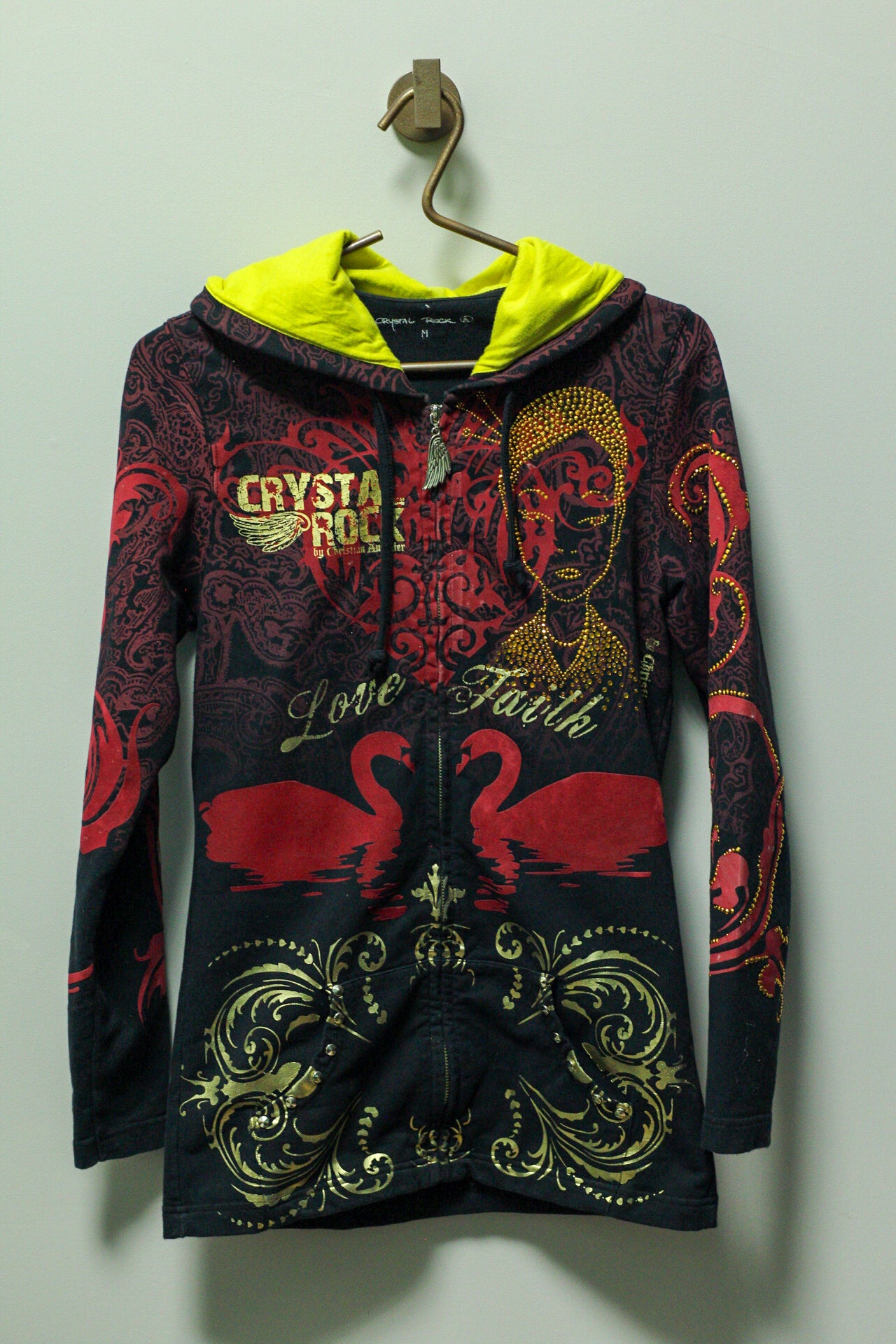 Y2K Christian Audigier Graphic Zip Hoodie | M