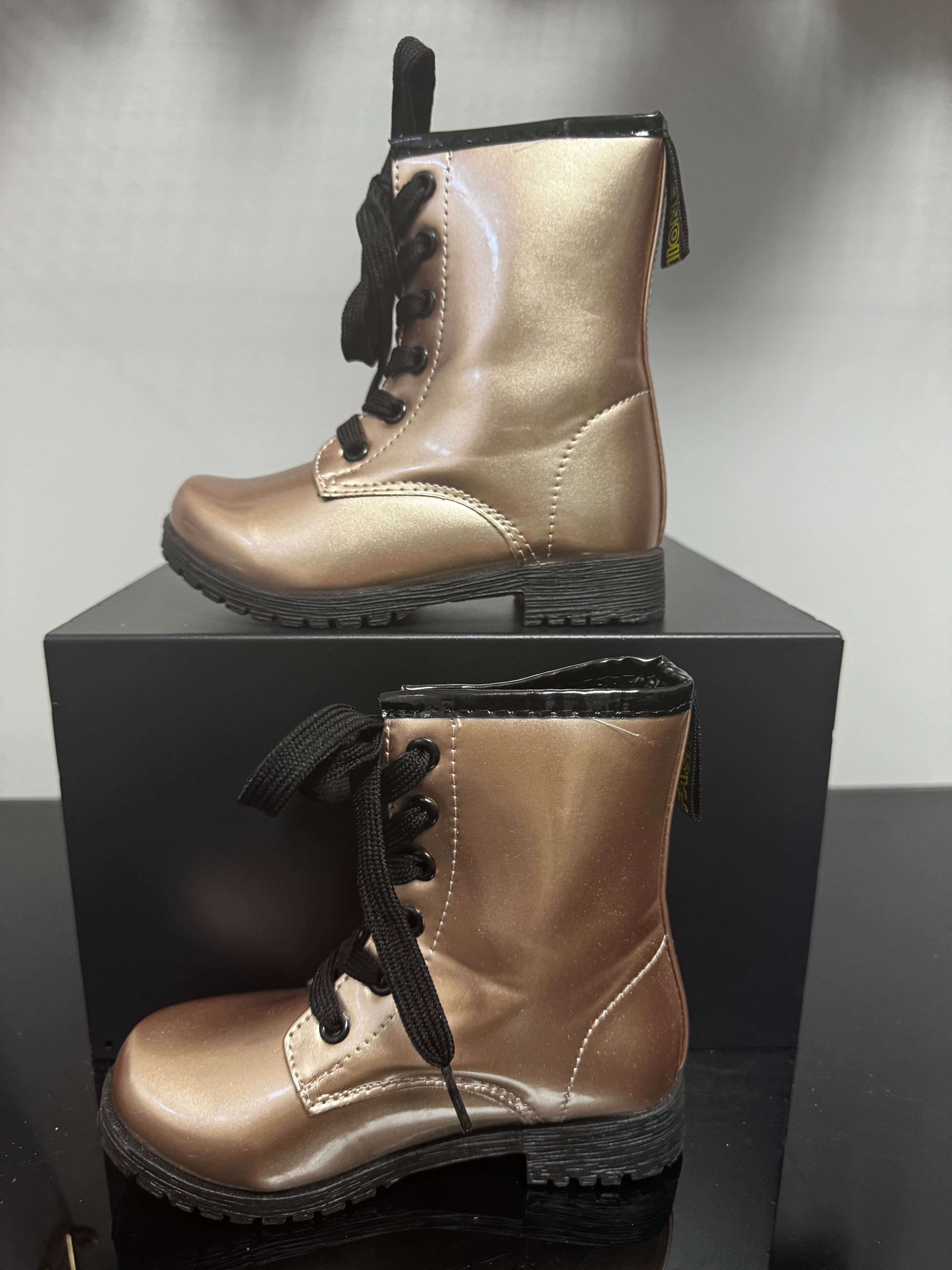 Metallic Bronze Combat Boots | 10