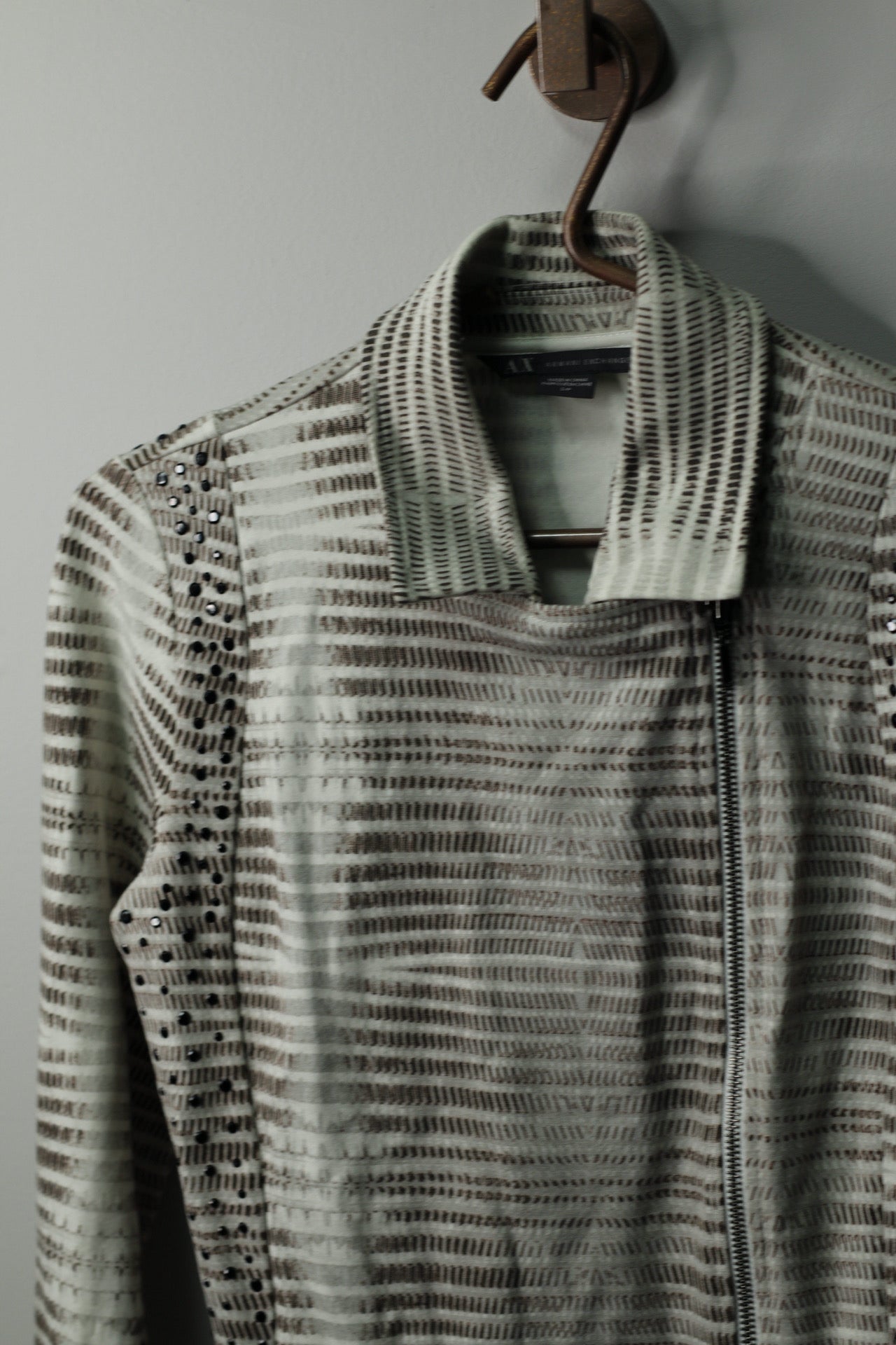 Armani Exchange Studded Moto Knit Jacket | S