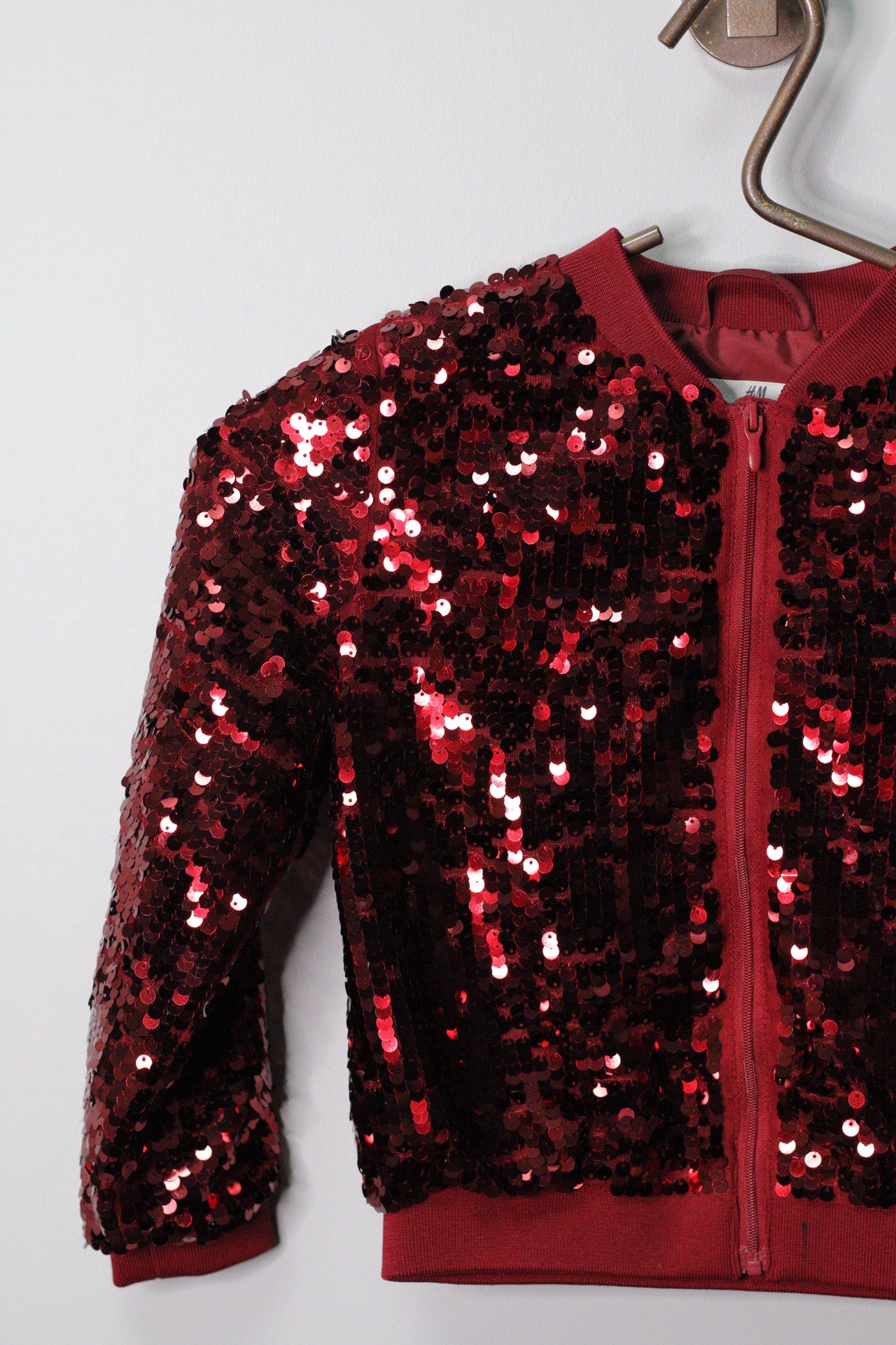 Red Sequin Bomber Jacket | 5/6Y