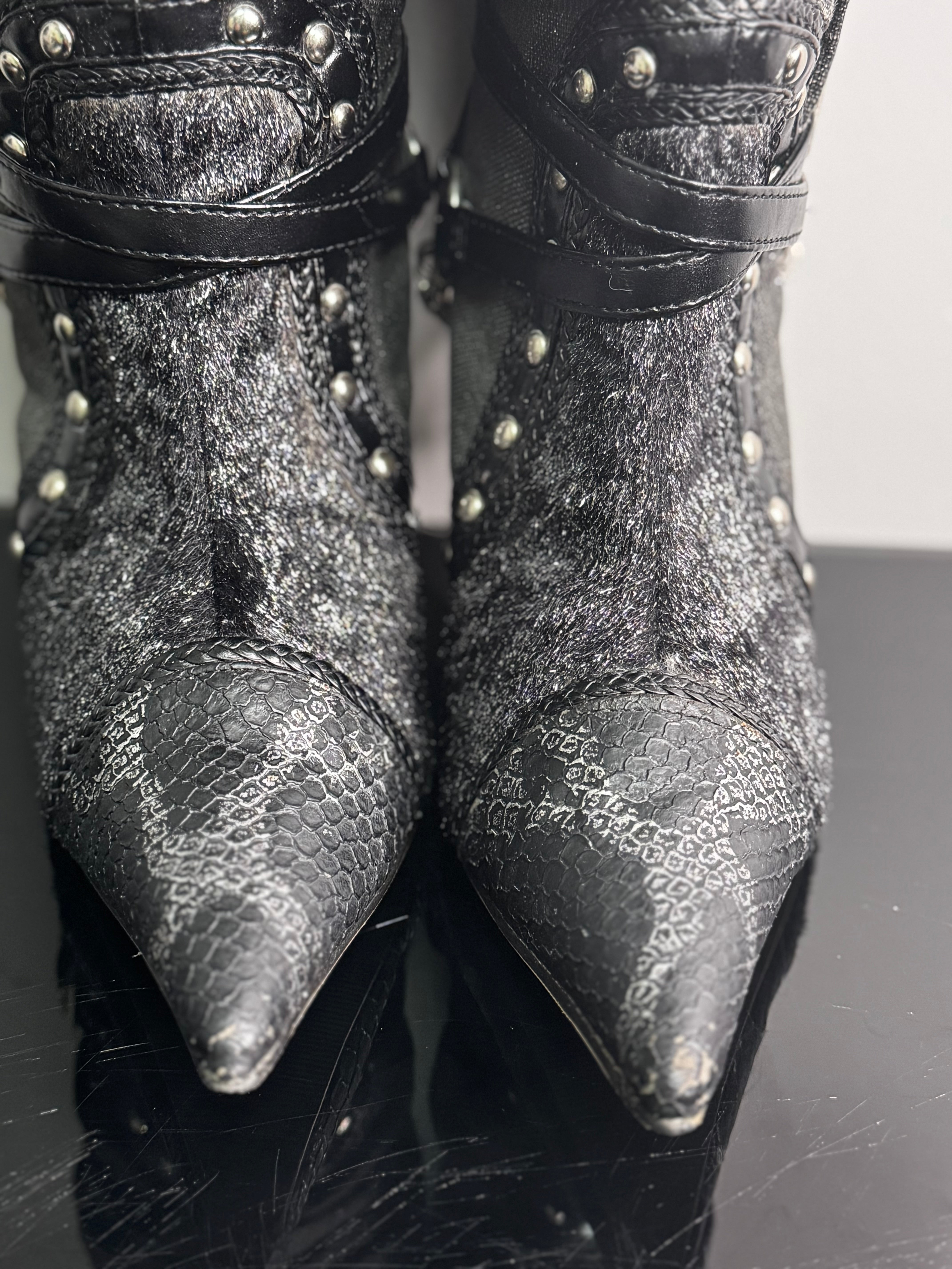Studded Chain Knee High Boots | 7.5