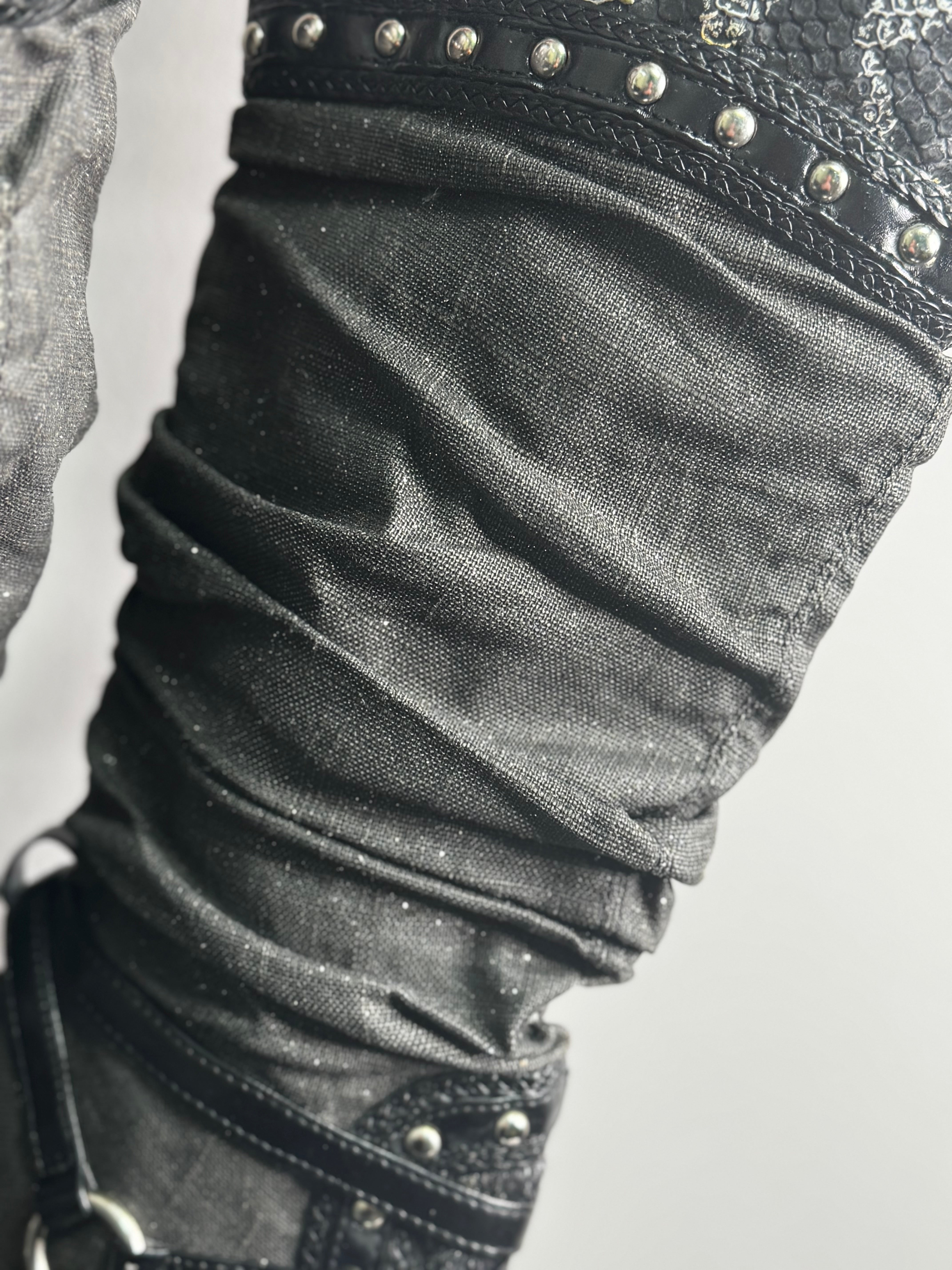 Studded Chain Knee High Boots | 7.5