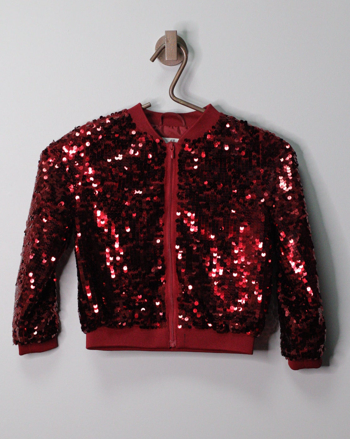 Red Sequin Bomber Jacket | 5/6Y