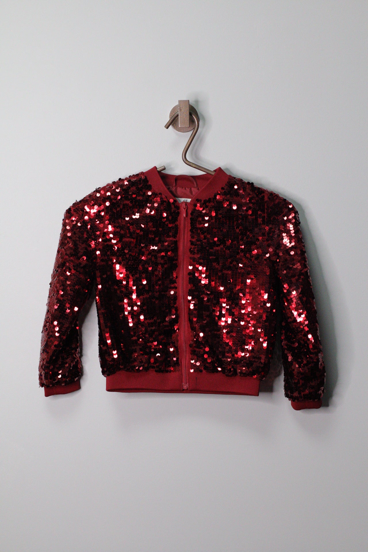 Red Sequin Bomber Jacket | 5/6Y