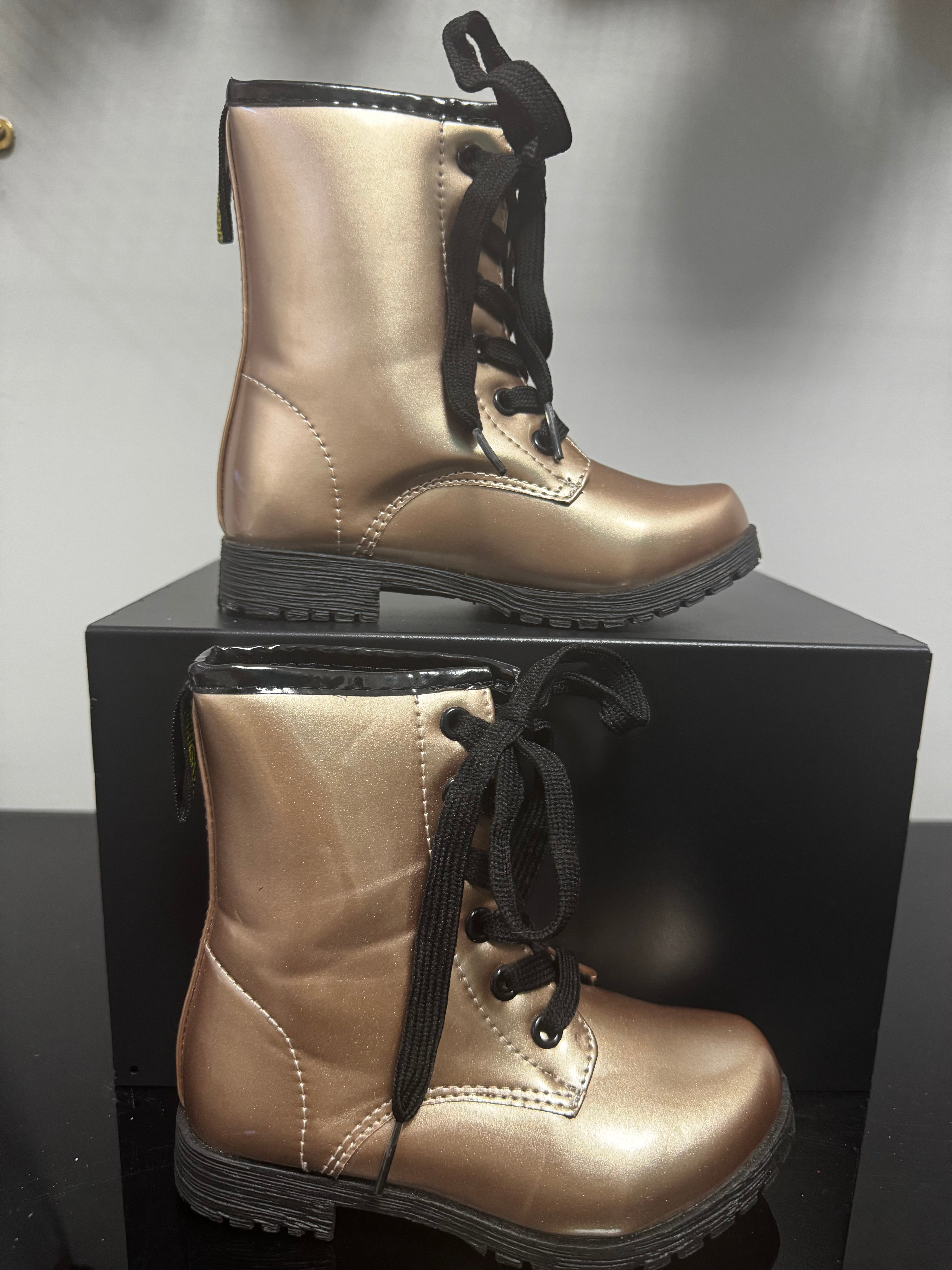 Metallic Bronze Combat Boots | 10
