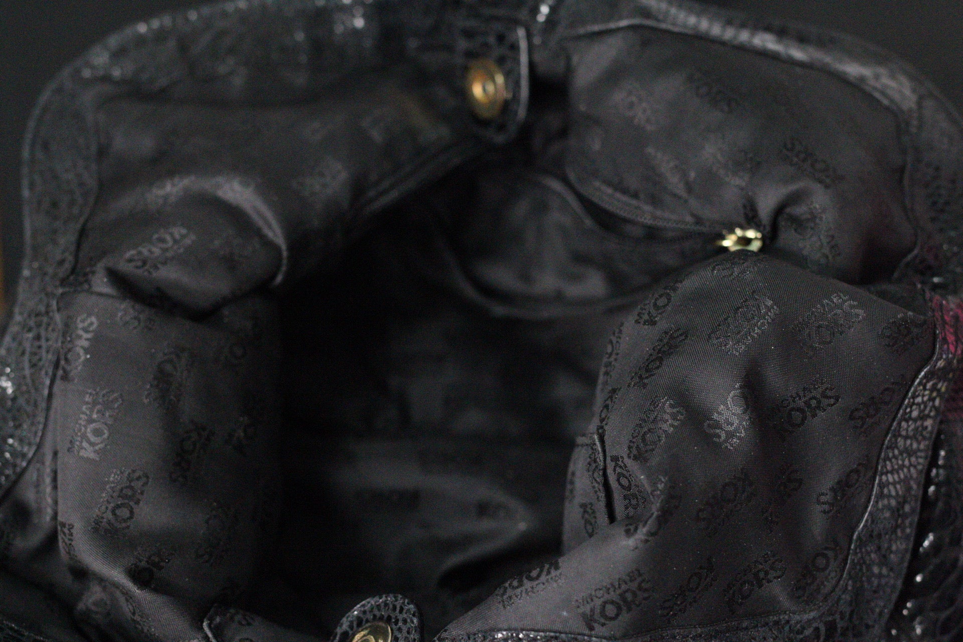 Michael Kors Black Python Embossed Chain Hobo Bag