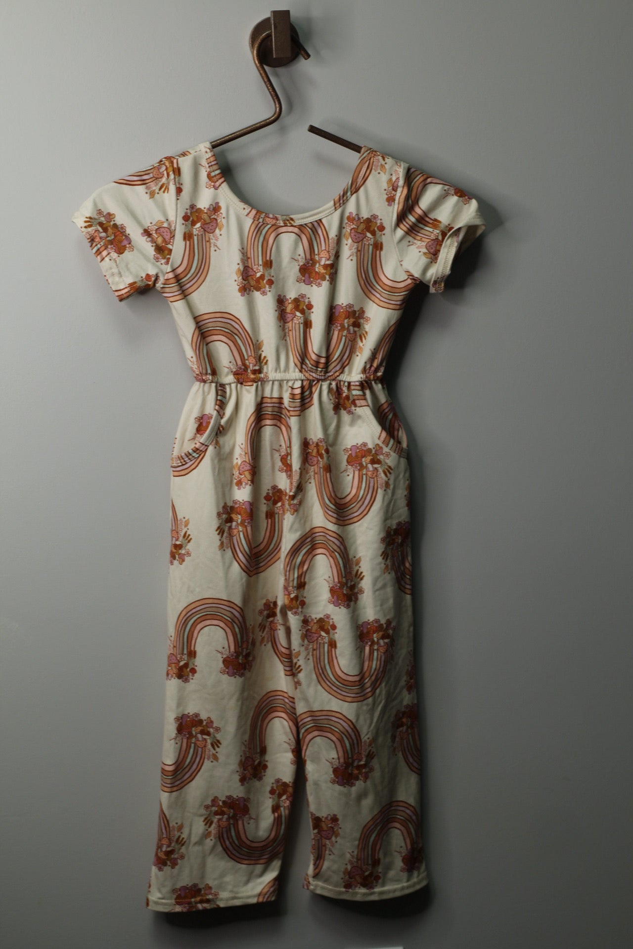 Rainbow Mushroom Cottage Core Romper | 4t