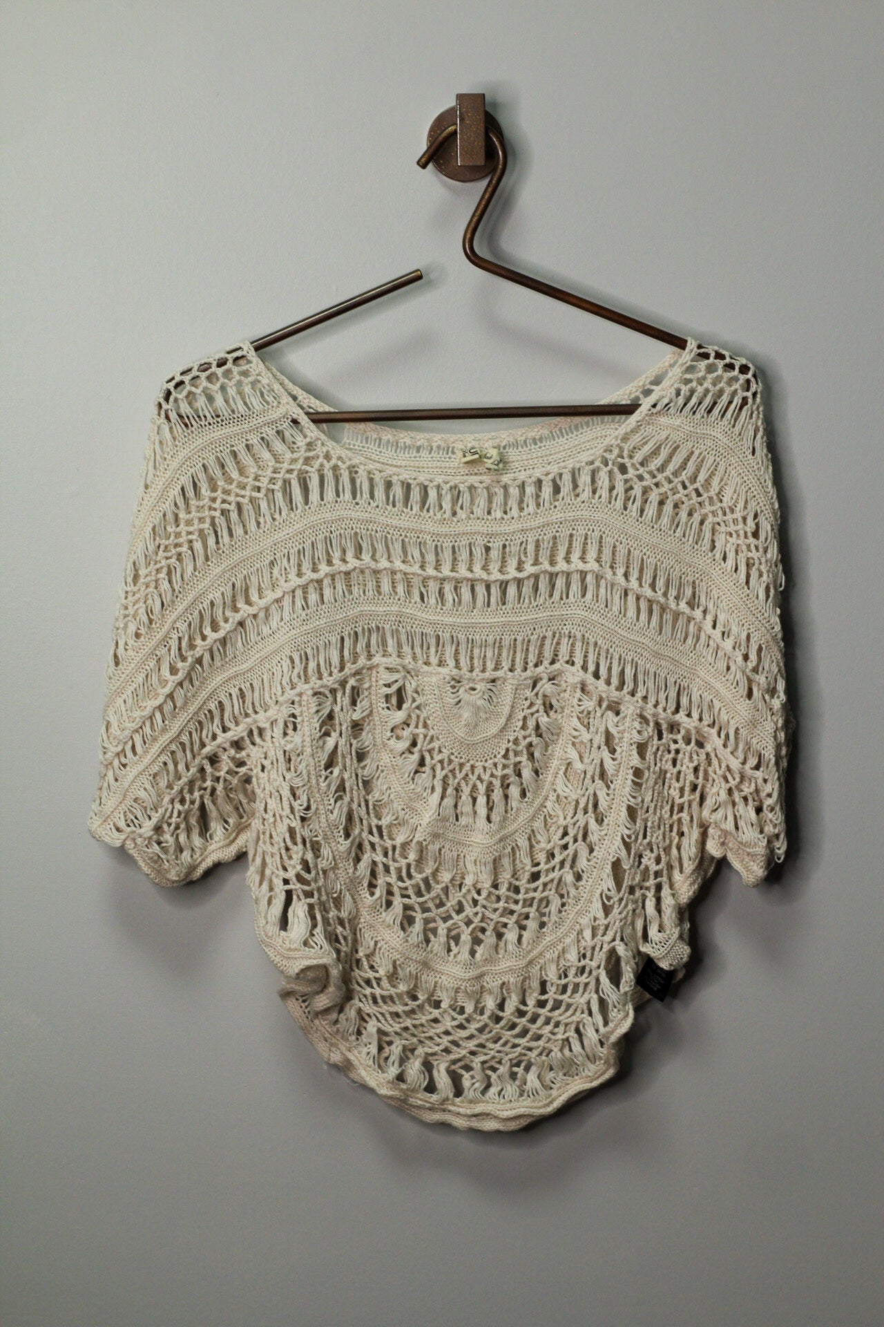 Crochet Knit Boho Top | M