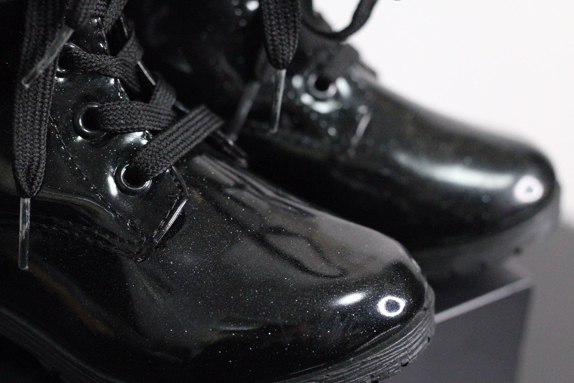 Black Sparkle Combat Boots | 10