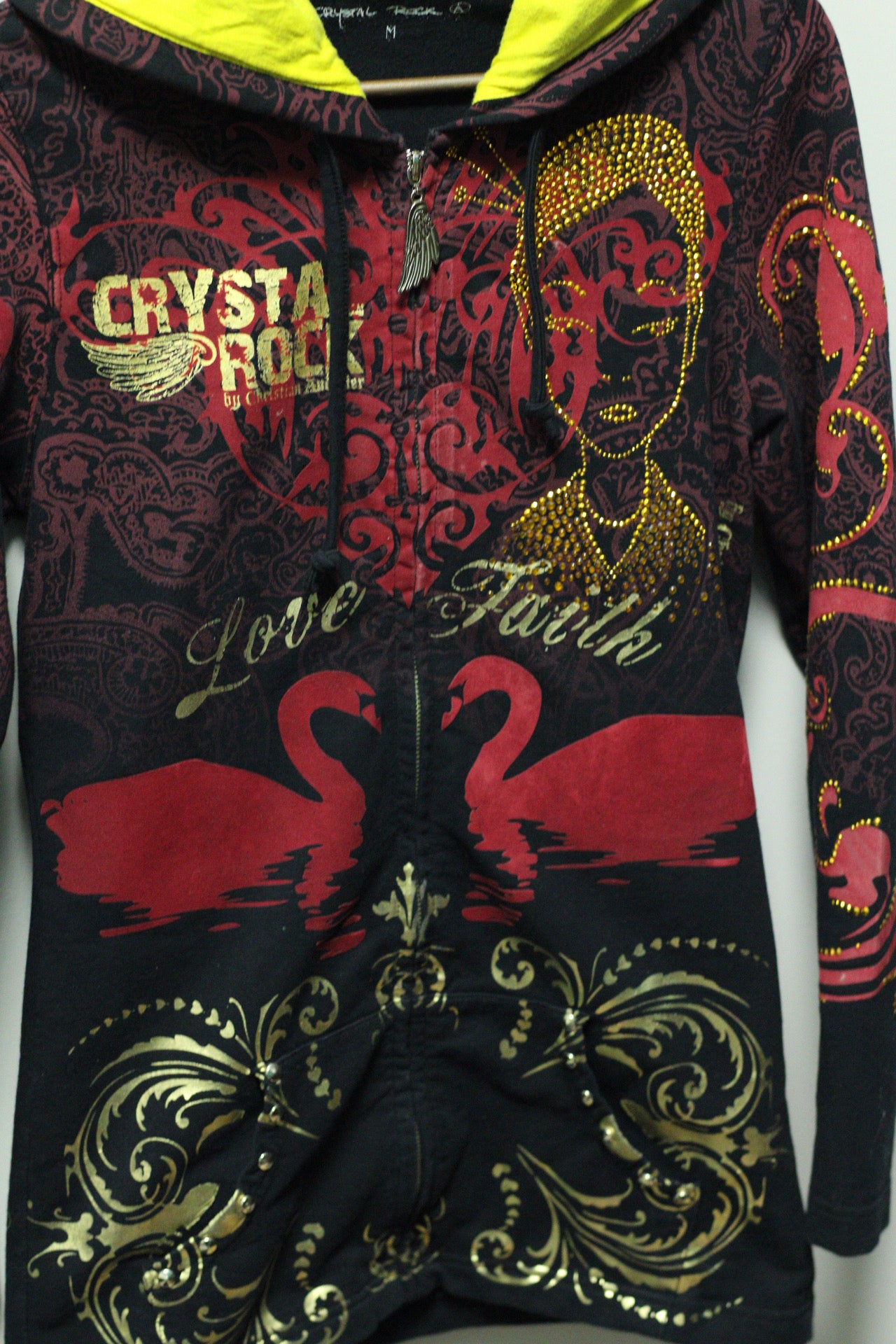 Y2K Christian Audigier Graphic Zip Hoodie | M