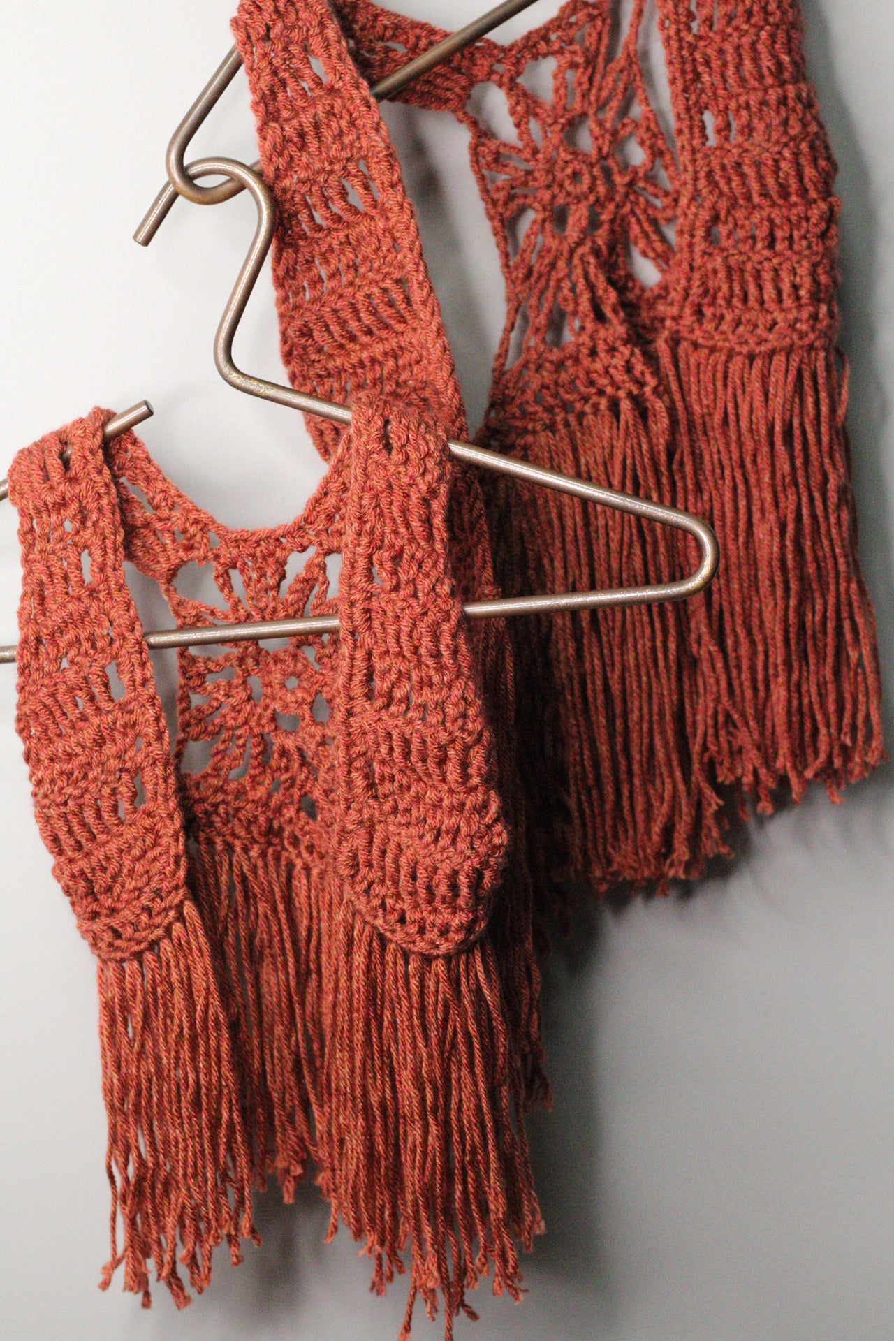Handmade Fringe Coral Rust Vest Set | 1–2Y & 4–5Y