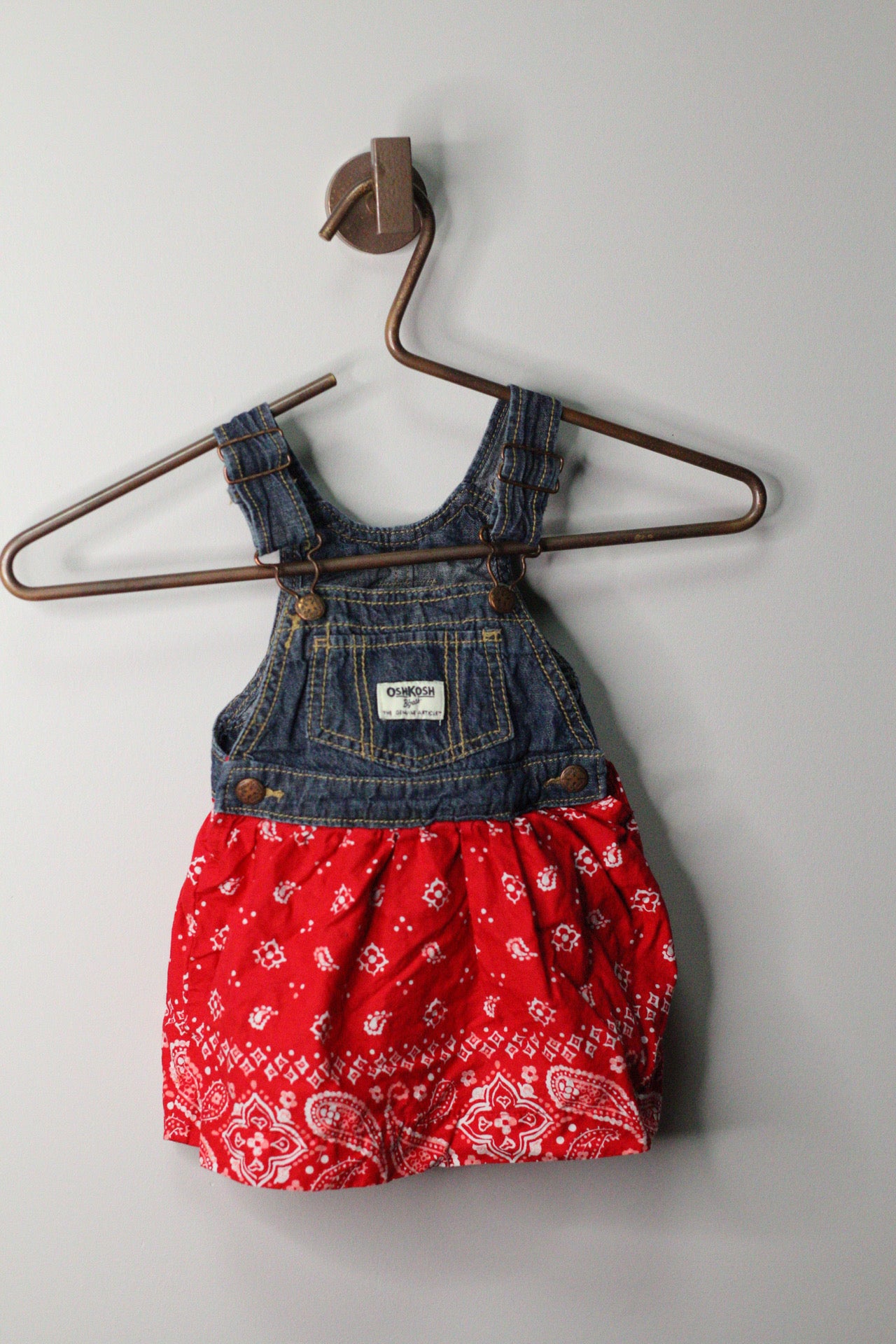 OshKosh B’gosh Bandana Denim Overall Dress | 9m