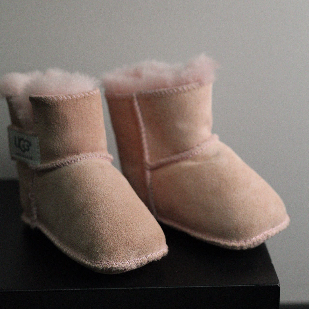 Tiny Baby Pink UGG Australia Sheepskin Booties | S