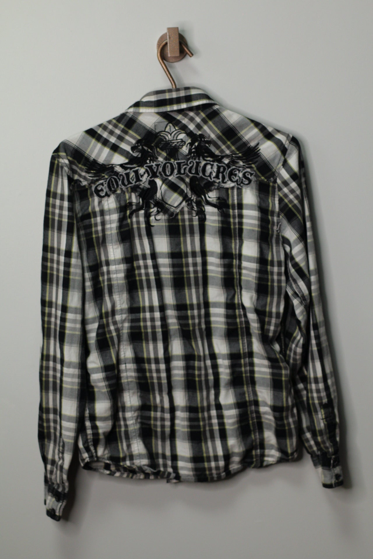 Plaid Embroidered Button-Up | S